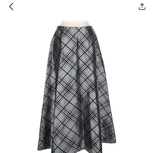 Victor Costa Black and Gray Plaid A-Line Skirt